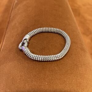 Silpada 925 Sterling Silver Wide Mesh Bead Bracelet Sailor Clasp Italy Signed